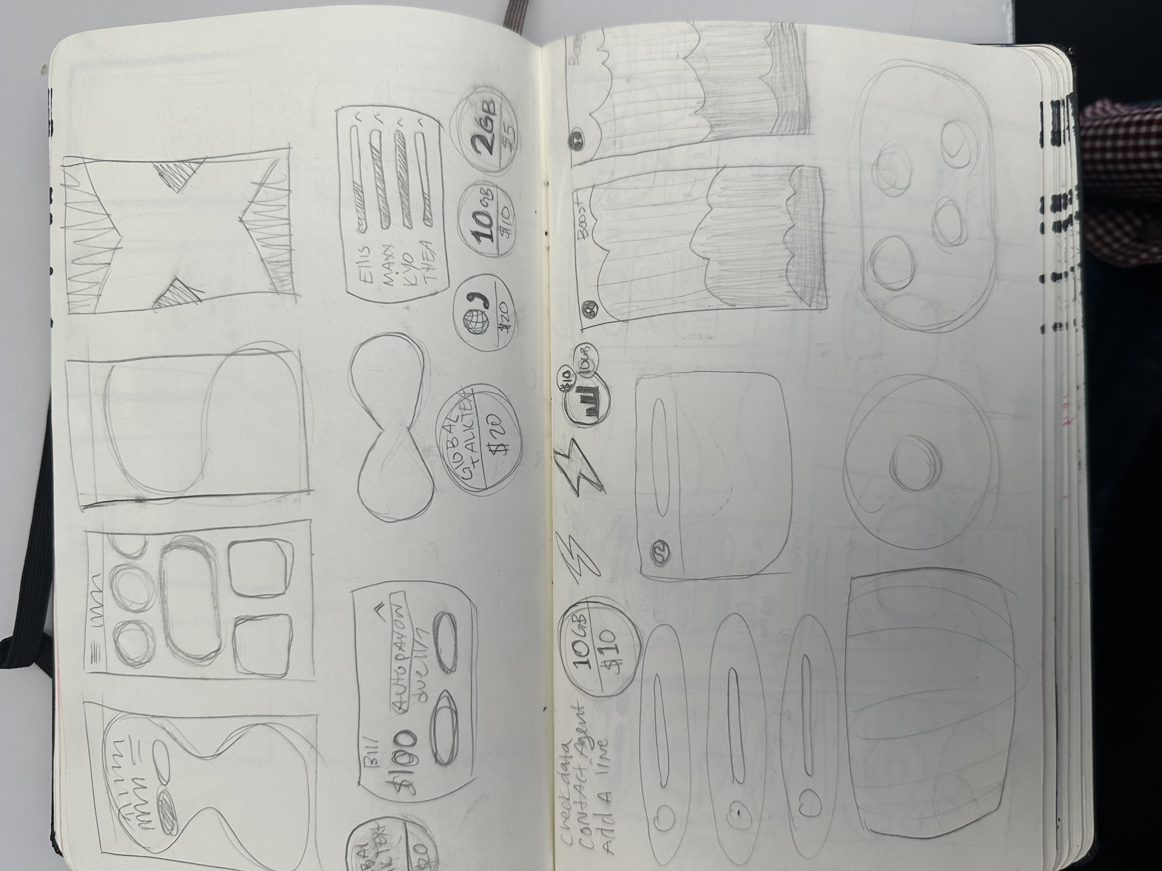 Notebook of interface concept sketches